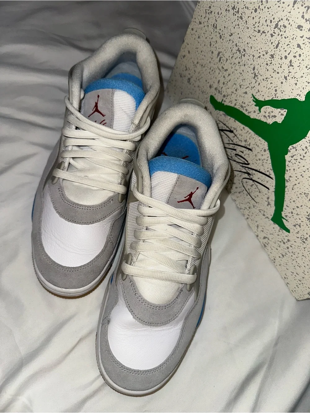 Jordan Low-Top Sneakers in White, Light Blue & Gray